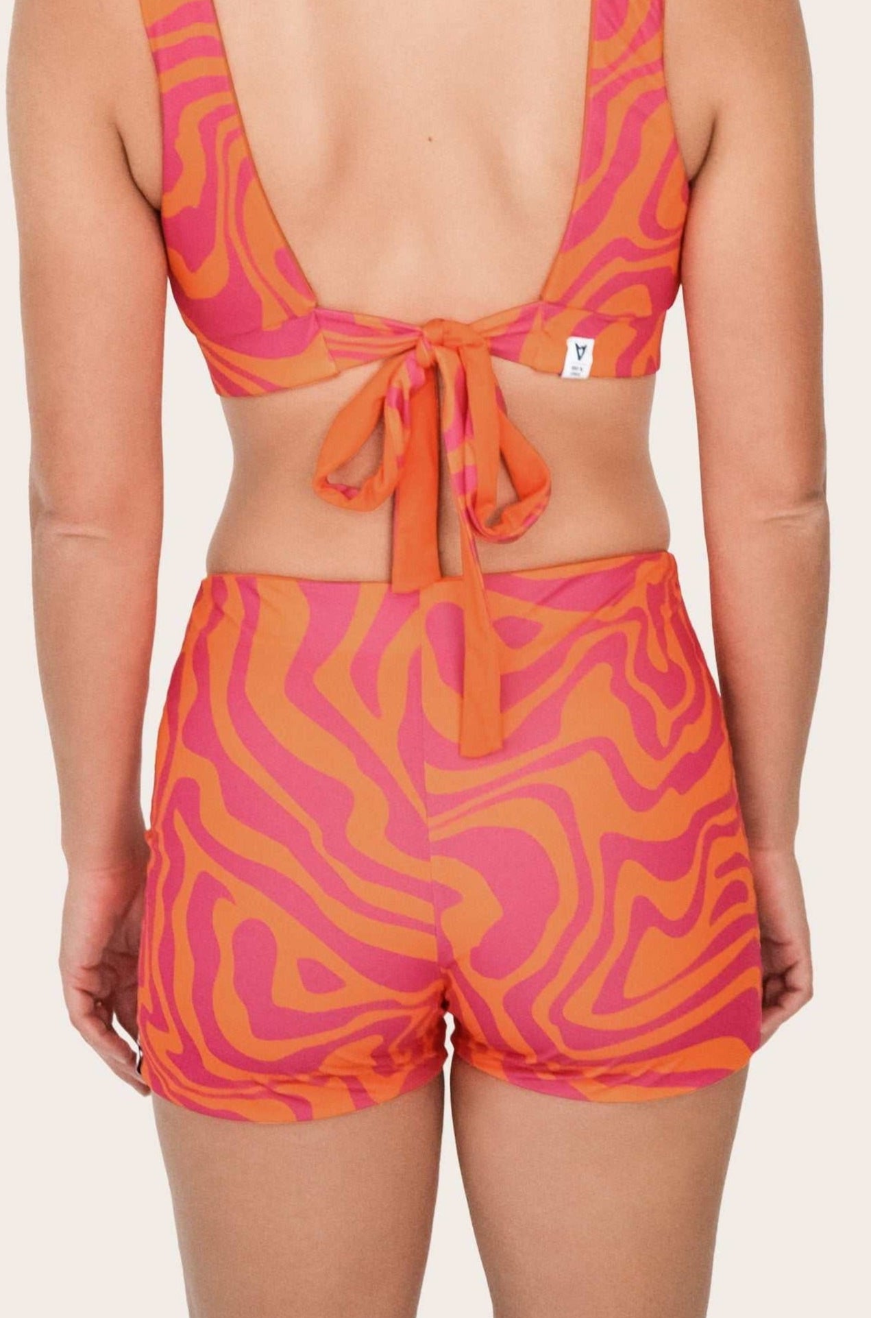 Reversible Surf Bikini Shorts - Orange / Pink Waves - SEASICK SWIM