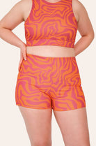 Reversible Surf Bikini Shorts - Orange / Pink Waves - SEASICK SWIM