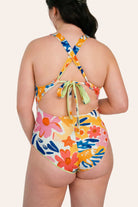 Reversible Sporty Swimsuit - Lemon / Flowerprint - SEASICK SWIM