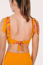 Reversible Bustier Bikini Top - Orange / Pink Waves - SEASICK SWIM